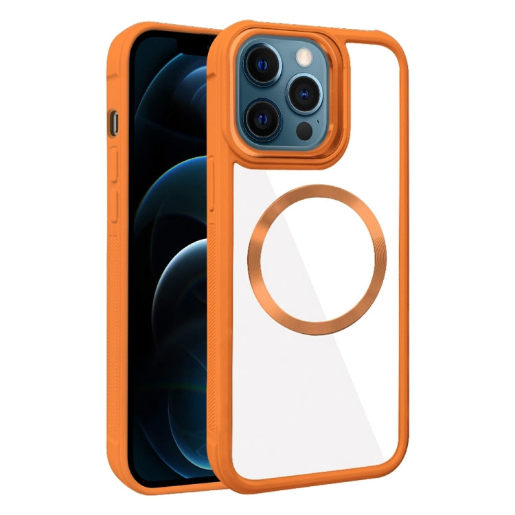 For iPhone 12 Pro Max Plated CD Texture MagSafe Acrylic Hybrid TPU Phone Case