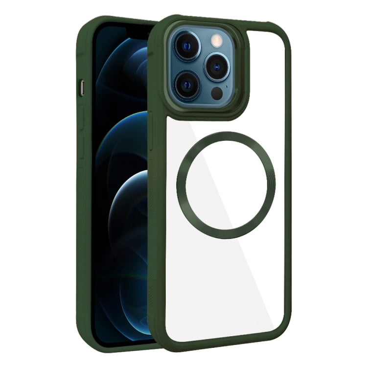 For iPhone 12 Pro Max Plated CD Texture MagSafe Acrylic Hybrid TPU Phone Case