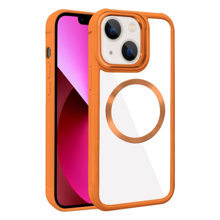 For iPhone 13 Plated CD Texture MagSafe Acrylic Hybrid TPU Phone Case