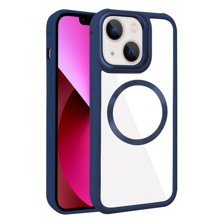 For iPhone 13 Plated CD Texture MagSafe Acrylic Hybrid TPU Phone Case