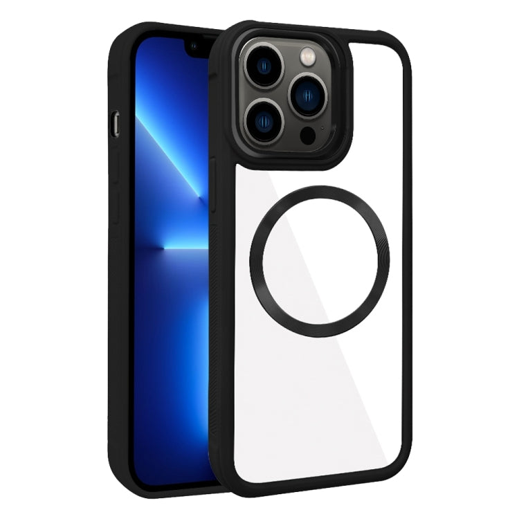 For iPhone 13 Pro Plated CD Texture MagSafe Acrylic Hybrid TPU Phone Case