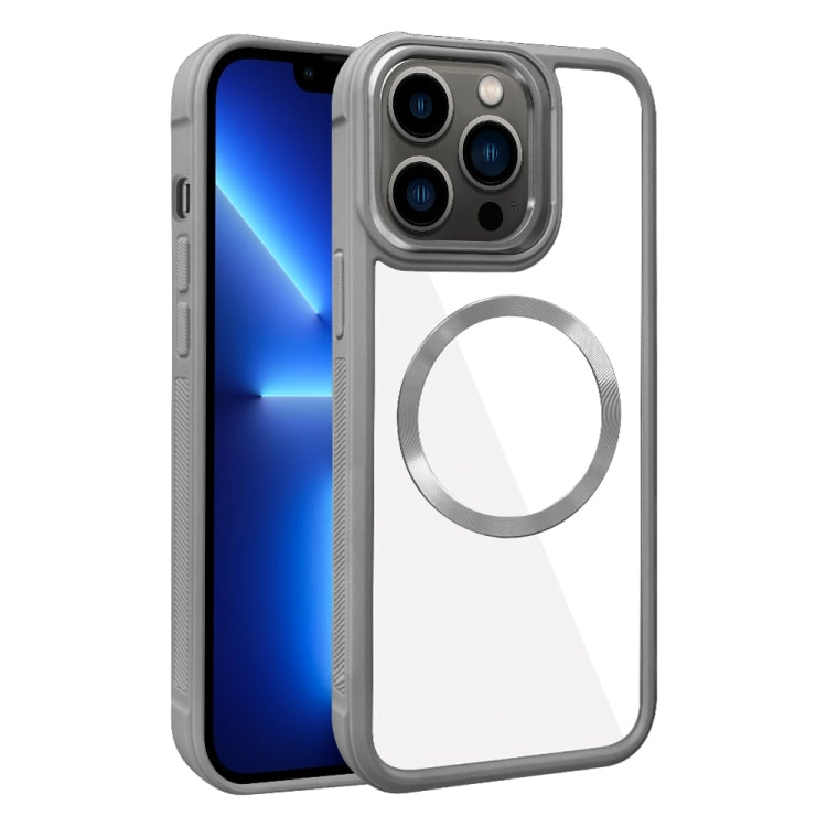 For iPhone 13 Pro Plated CD Texture MagSafe Acrylic Hybrid TPU Phone Case