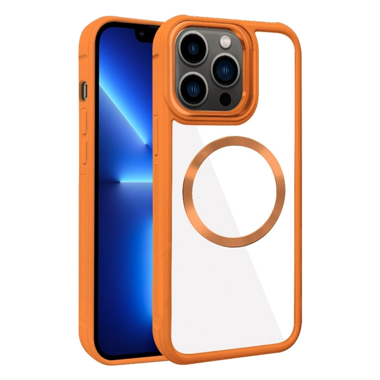 For iPhone 13 Pro Plated CD Texture MagSafe Acrylic Hybrid TPU Phone Case
