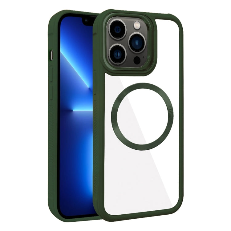 For iPhone 13 Pro Plated CD Texture MagSafe Acrylic Hybrid TPU Phone Case