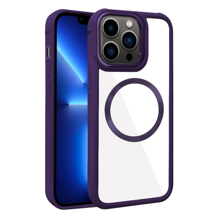 For iPhone 13 Pro Plated CD Texture MagSafe Acrylic Hybrid TPU Phone Case