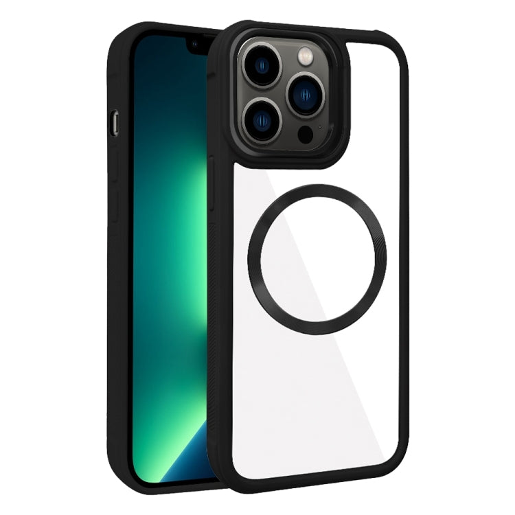 For iPhone 13 Pro Max Plated CD Texture MagSafe Acrylic Hybrid TPU Phone Case