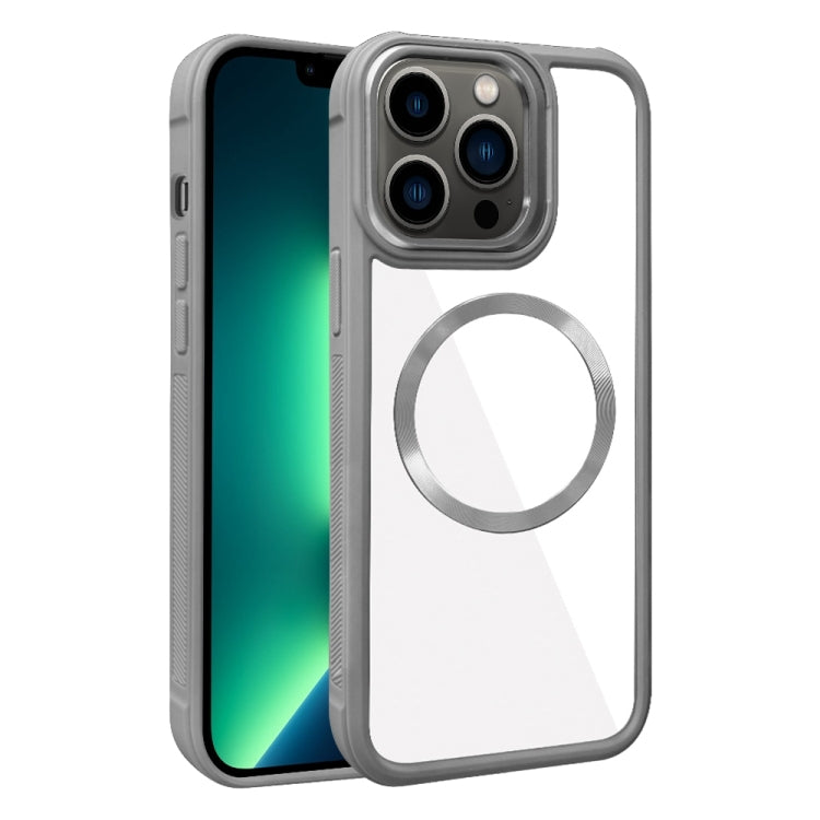 For iPhone 13 Pro Max Plated CD Texture MagSafe Acrylic Hybrid TPU Phone Case