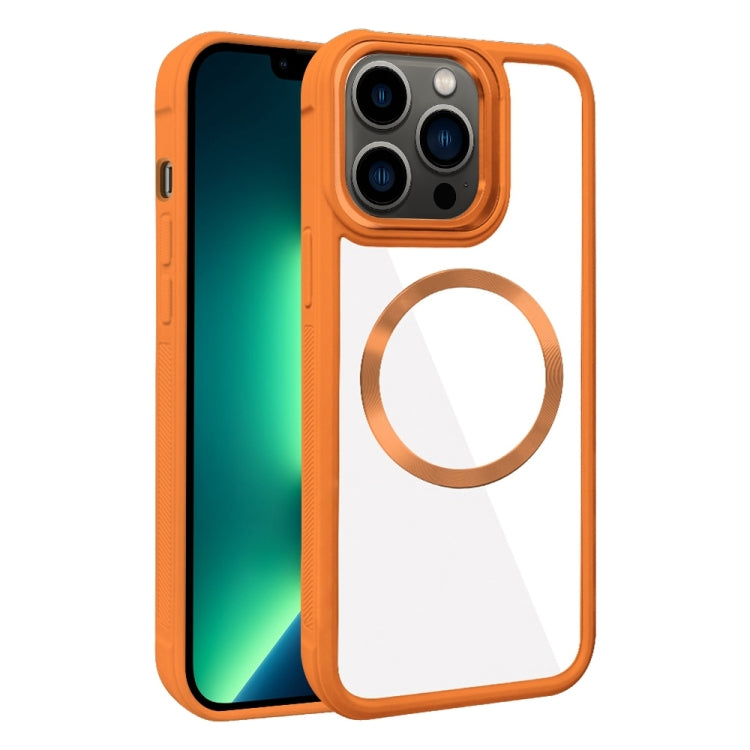 For iPhone 13 Pro Max Plated CD Texture MagSafe Acrylic Hybrid TPU Phone Case