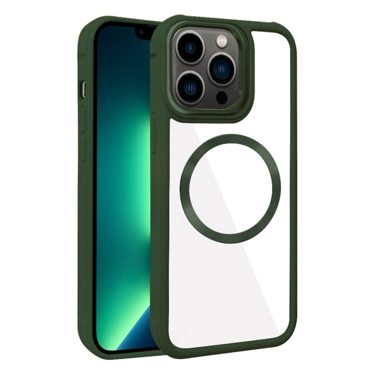 For iPhone 13 Pro Max Plated CD Texture MagSafe Acrylic Hybrid TPU Phone Case