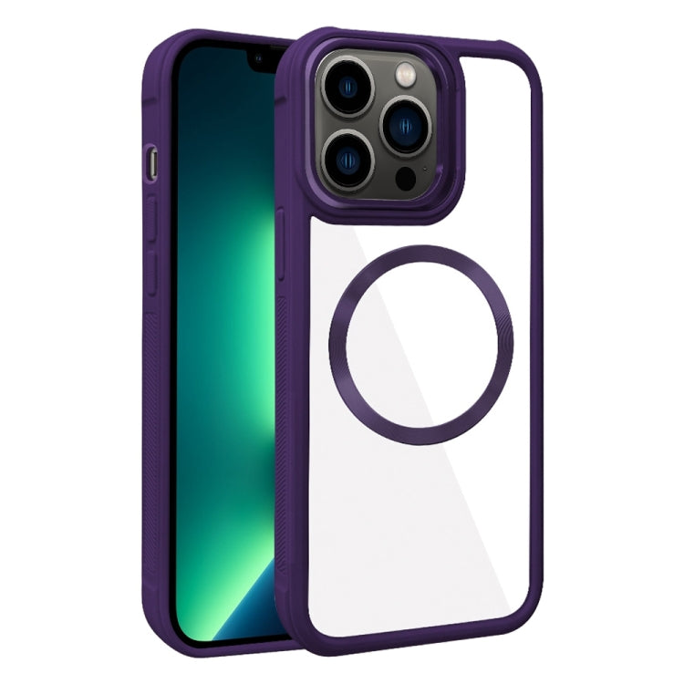 For iPhone 13 Pro Max Plated CD Texture MagSafe Acrylic Hybrid TPU Phone Case
