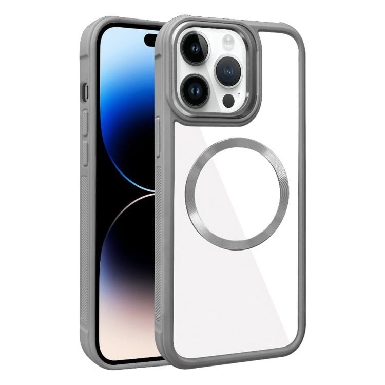 For iPhone 14 Pro Plated CD Texture MagSafe Acrylic Hybrid TPU Phone Case