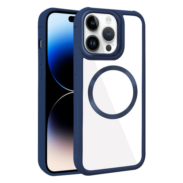 For iPhone 14 Pro Plated CD Texture MagSafe Acrylic Hybrid TPU Phone Case