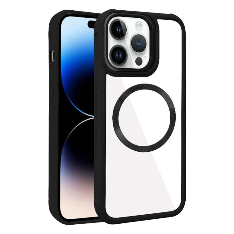 For iPhone 14 Pro Max Plated CD Texture MagSafe Acrylic Hybrid TPU Phone Case