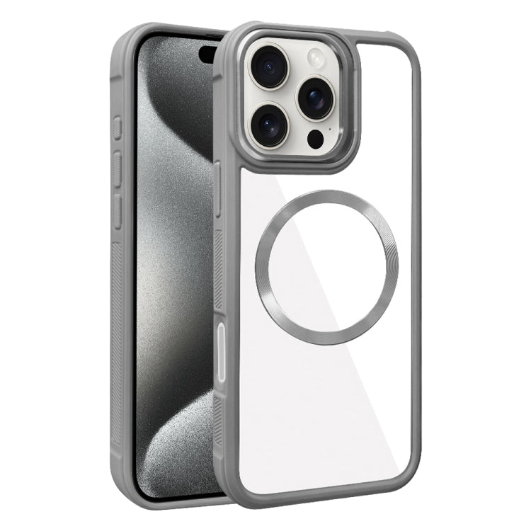 For iPhone 15 Pro Plated CD Texture MagSafe Acrylic Hybrid TPU Phone Case