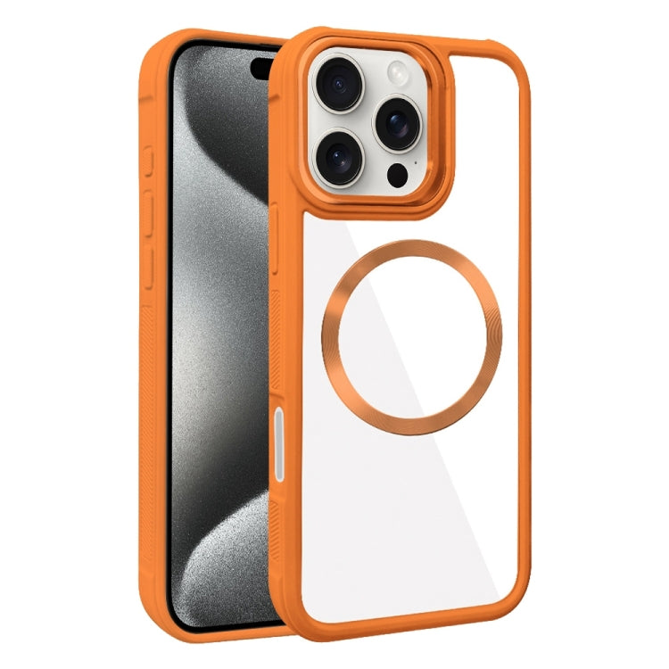 For iPhone 15 Pro Plated CD Texture MagSafe Acrylic Hybrid TPU Phone Case