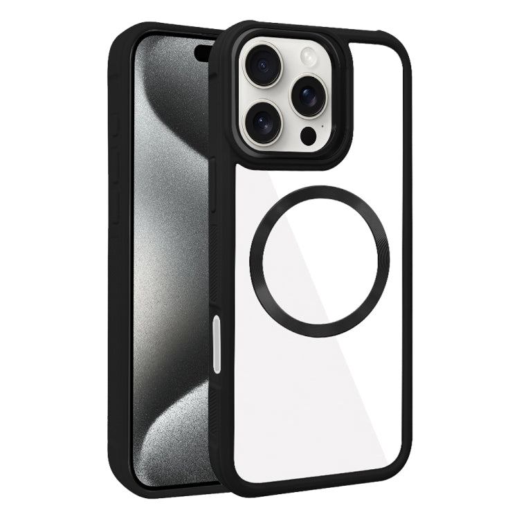 For iPhone 15 Pro Max Plated CD Texture MagSafe Acrylic Hybrid TPU Phone Case