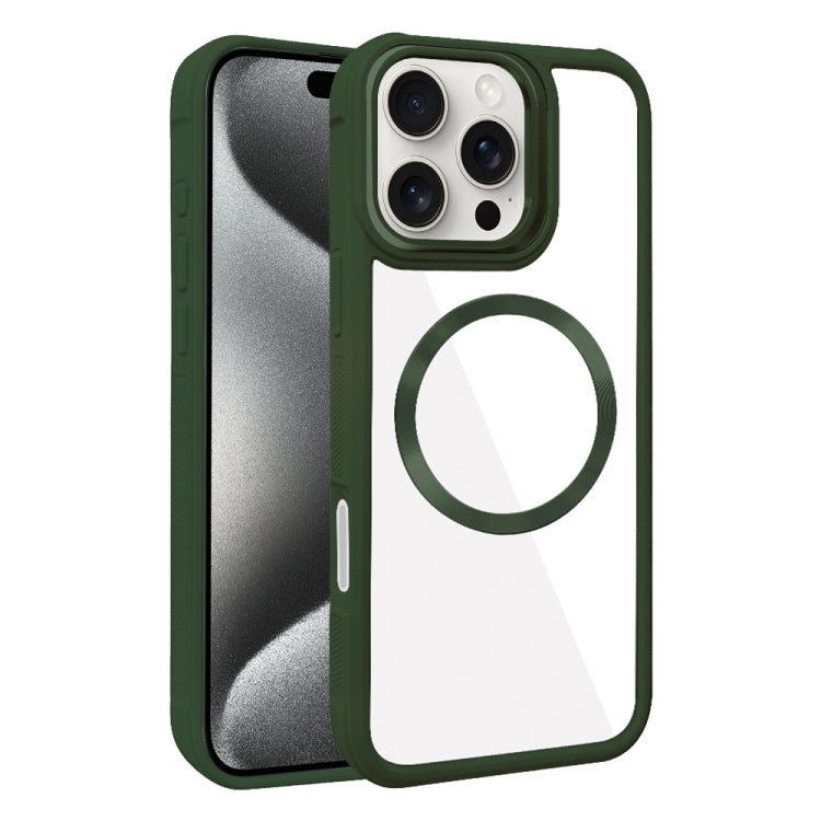 For iPhone 15 Pro Max Plated CD Texture MagSafe Acrylic Hybrid TPU Phone Case