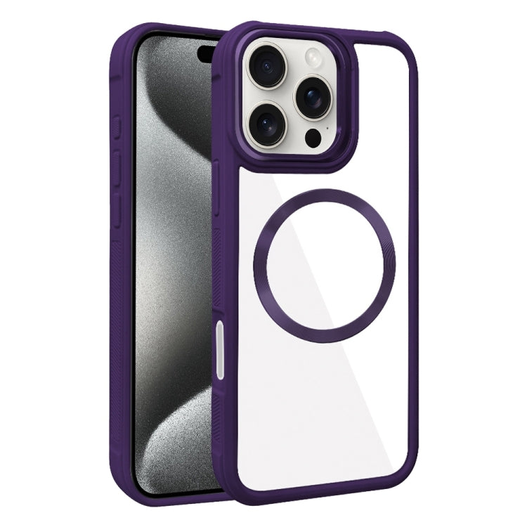 For iPhone 15 Pro Max Plated CD Texture MagSafe Acrylic Hybrid TPU Phone Case