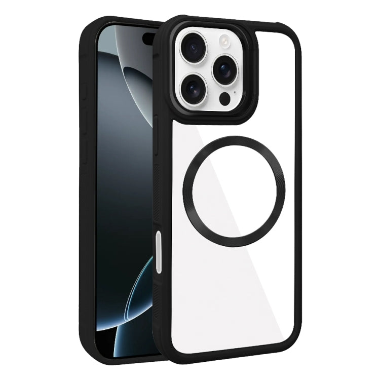 For iPhone 16 Pro Plated CD Texture MagSafe Acrylic Hybrid TPU Phone Case