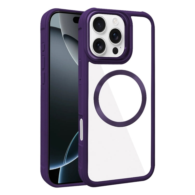 For iPhone 16 Pro Plated CD Texture MagSafe Acrylic Hybrid TPU Phone Case