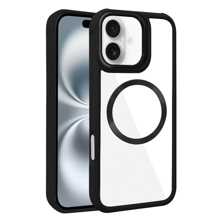 For iPhone 16 Plus Plated CD Texture MagSafe Acrylic Hybrid TPU Phone Case
