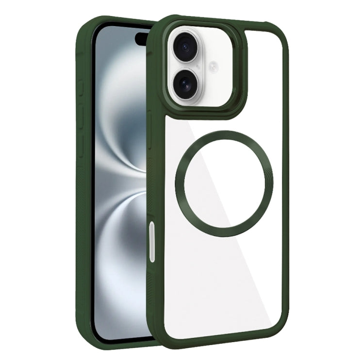 For iPhone 16 Plus Plated CD Texture MagSafe Acrylic Hybrid TPU Phone Case
