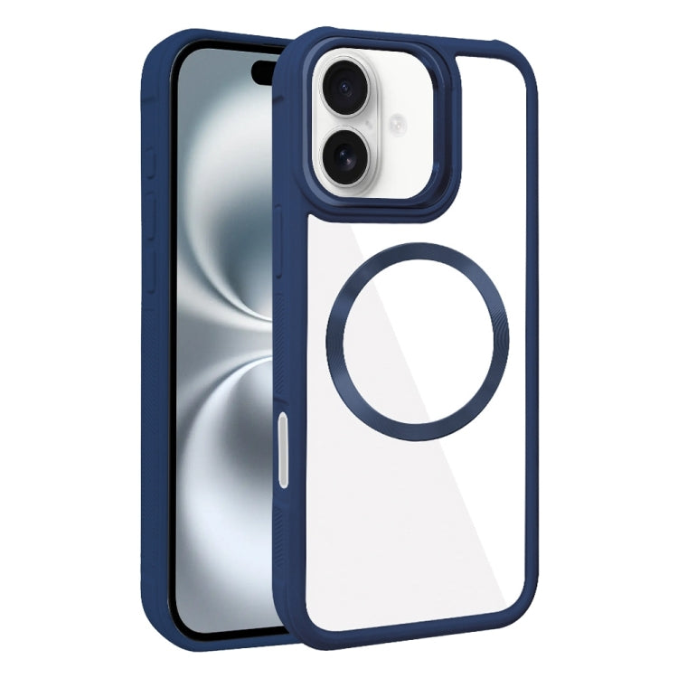 For iPhone 16 Plus Plated CD Texture MagSafe Acrylic Hybrid TPU Phone Case