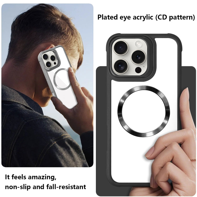 For iPhone 16 Pro Plated CD Texture MagSafe Acrylic Hybrid TPU Phone Case