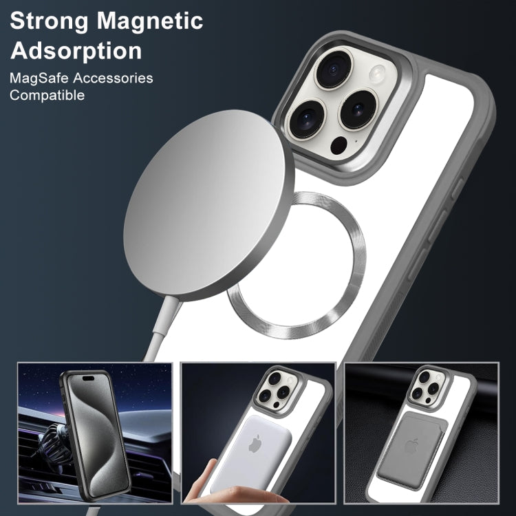 For iPhone 15 Pro Max Plated CD Texture MagSafe Acrylic Hybrid TPU Phone Case