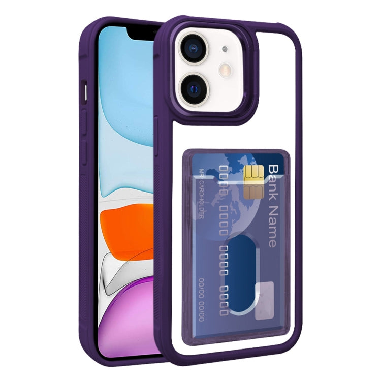 For iPhone 11 Electroplated Card Bag Acrylic Hybrid TPU Phone Case