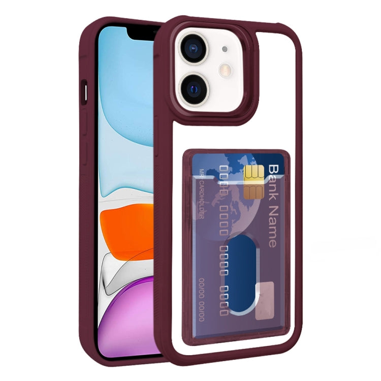 For iPhone 11 Electroplated Card Bag Acrylic Hybrid TPU Phone Case