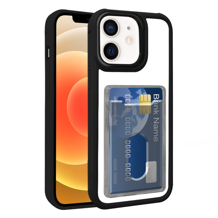 For iPhone 12 Electroplated Card Bag Acrylic Hybrid TPU Phone Case