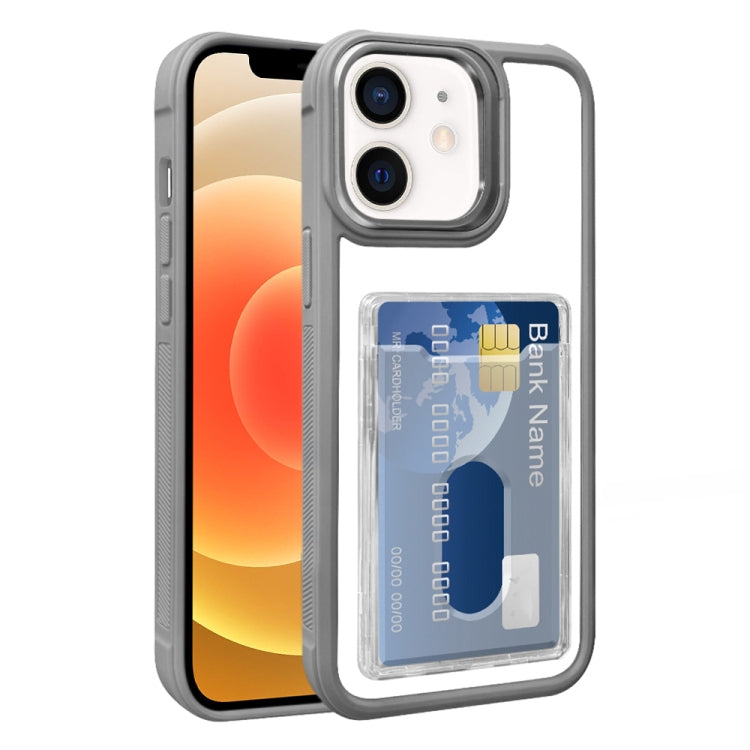 For iPhone 12 Electroplated Card Bag Acrylic Hybrid TPU Phone Case