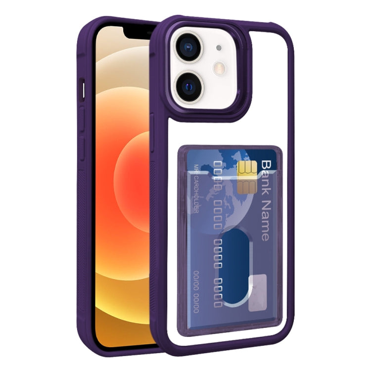 For iPhone 12 Electroplated Card Bag Acrylic Hybrid TPU Phone Case