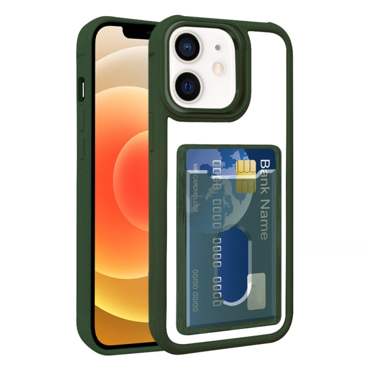 For iPhone 12 Electroplated Card Bag Acrylic Hybrid TPU Phone Case