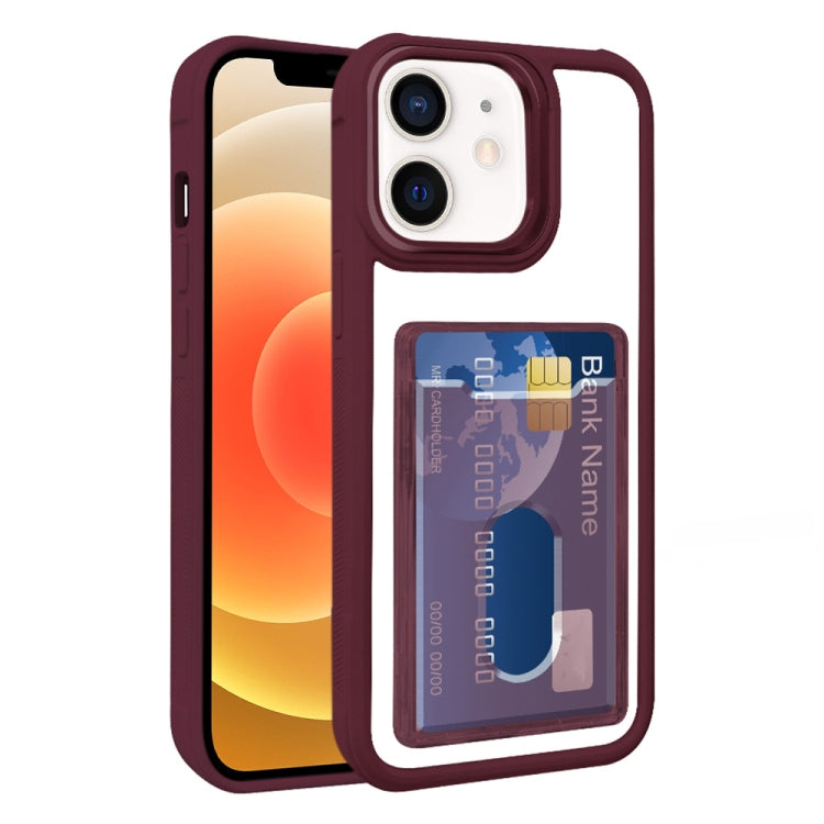 For iPhone 12 Electroplated Card Bag Acrylic Hybrid TPU Phone Case