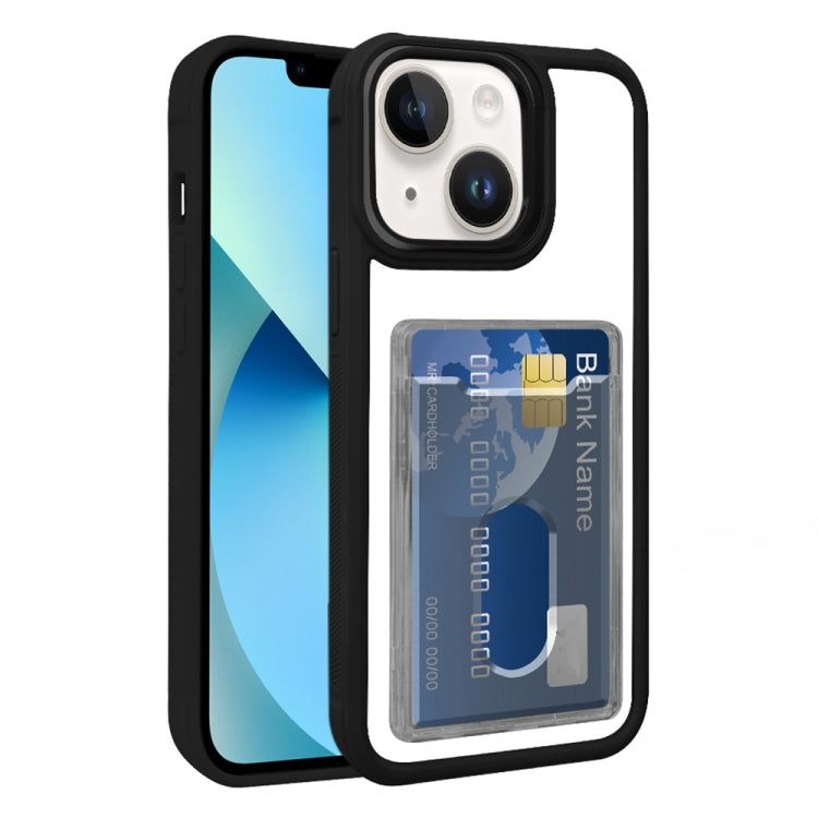 For iPhone 13 Electroplated Card Bag Acrylic Hybrid TPU Phone Case