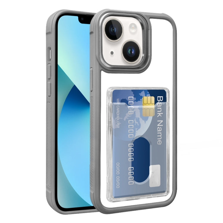 For iPhone 13 Electroplated Card Bag Acrylic Hybrid TPU Phone Case
