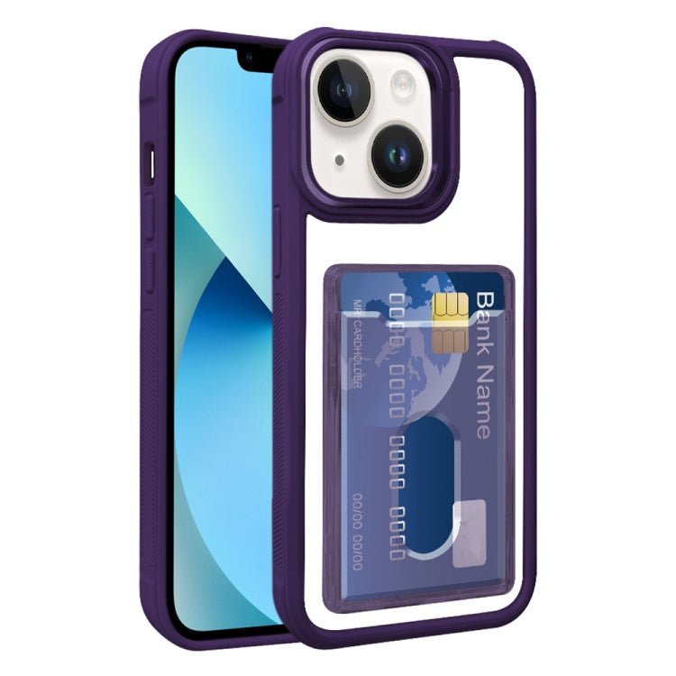 For iPhone 13 Electroplated Card Bag Acrylic Hybrid TPU Phone Case