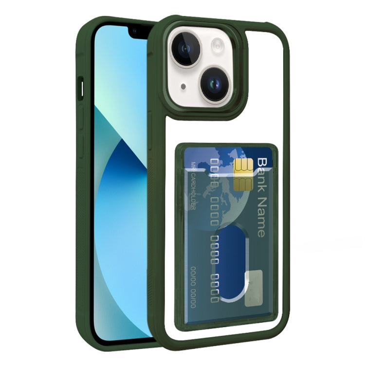 For iPhone 13 Electroplated Card Bag Acrylic Hybrid TPU Phone Case