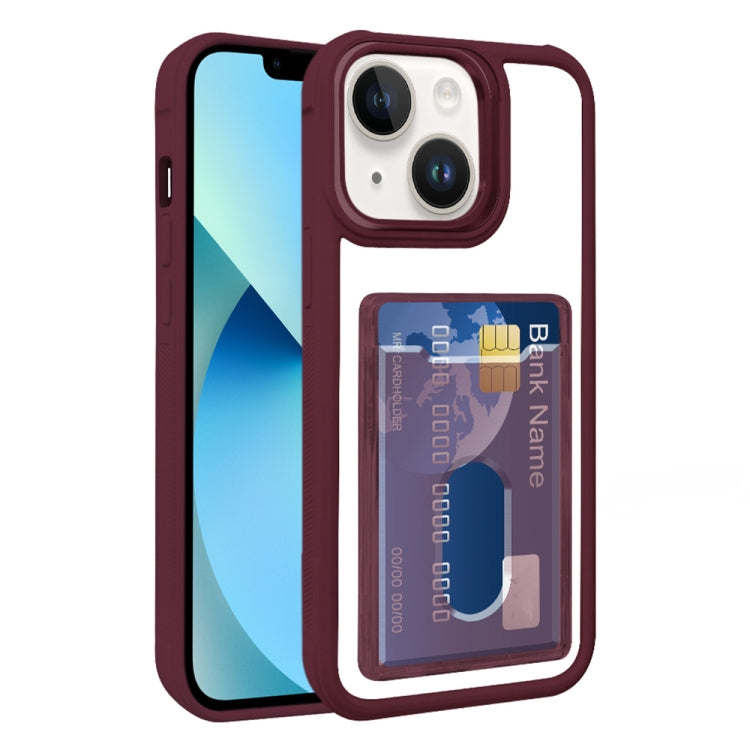 For iPhone 13 Electroplated Card Bag Acrylic Hybrid TPU Phone Case