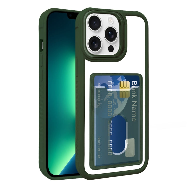 For iPhone 13 Pro Electroplated Card Bag Acrylic Hybrid TPU Phone Case
