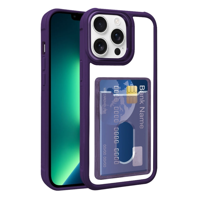 For iPhone 13 Pro Max Electroplated Card Bag Acrylic Hybrid TPU Phone Case