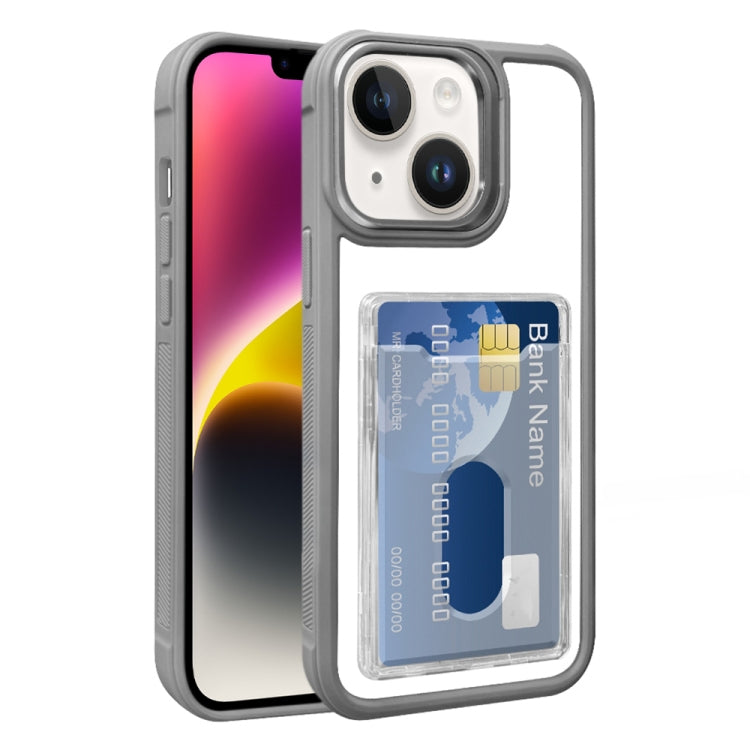 For iPhone 14 Electroplated Card Bag Acrylic Hybrid TPU Phone Case