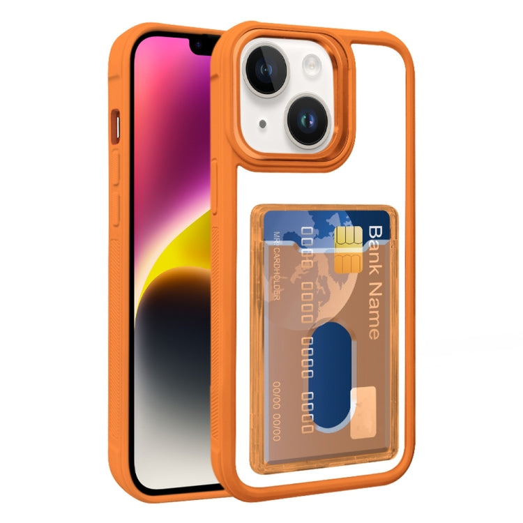 For iPhone 14 Electroplated Card Bag Acrylic Hybrid TPU Phone Case