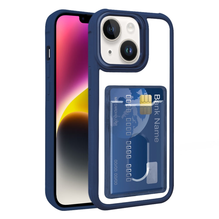 For iPhone 14 Electroplated Card Bag Acrylic Hybrid TPU Phone Case
