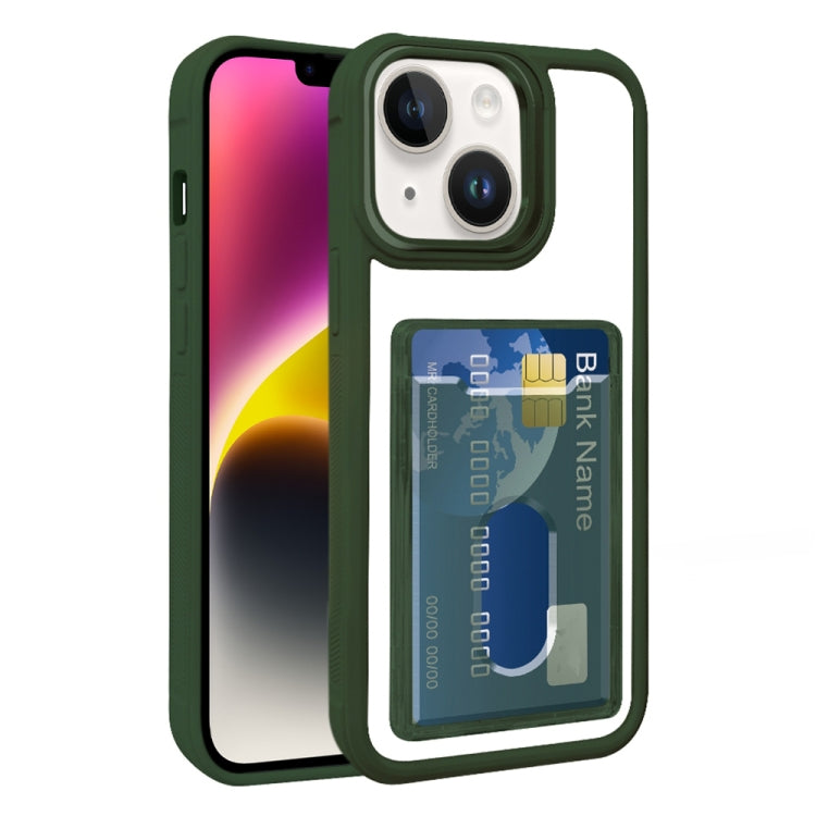 For iPhone 14 Plus Electroplated Card Bag Acrylic Hybrid TPU Phone Case
