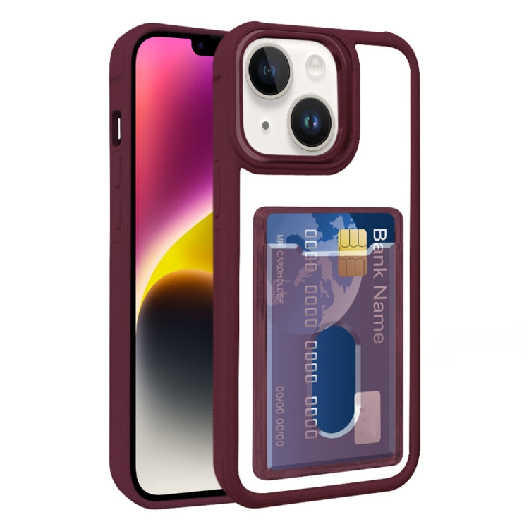 For iPhone 14 Plus Electroplated Card Bag Acrylic Hybrid TPU Phone Case