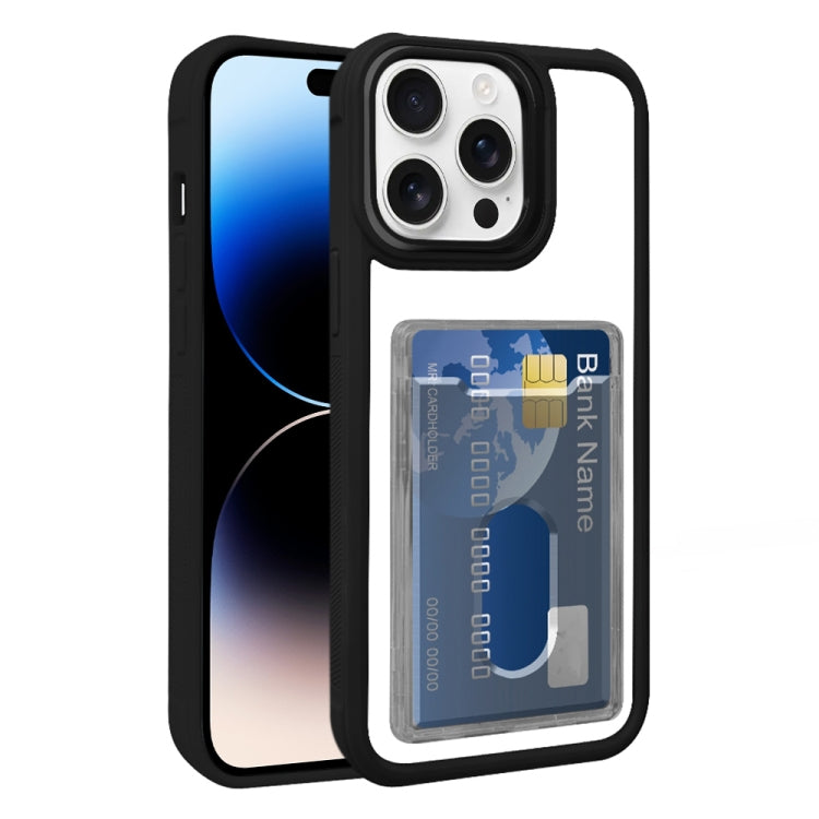 For iPhone 14 Pro Max Electroplated Card Bag Acrylic Hybrid TPU Phone Case