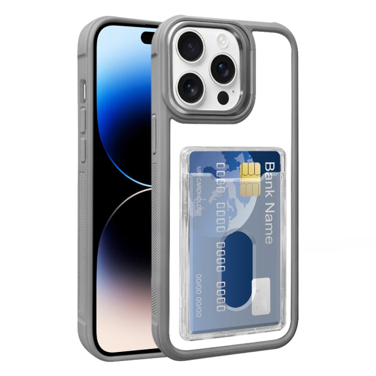 For iPhone 14 Pro Max Electroplated Card Bag Acrylic Hybrid TPU Phone Case